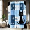 1Pc Cartoon Cat And Floral Pattern Shower Curtain Lively And Cute Animal Design Suitable For Bathroom Decoration Polyester Fabri