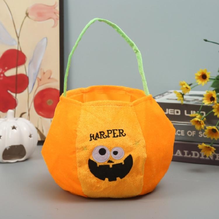 Traditional Velvets Pumpkin Candy Bag Seasonal Party Essential Storage Bag With Reinforced Handles Strong Fabric