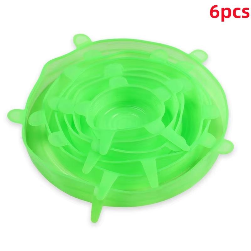6pcs Reusable Silicone Stretch Lids For Food Bowls - Multifunctional Fruit And Vegetable Fresh-Keeping Cover