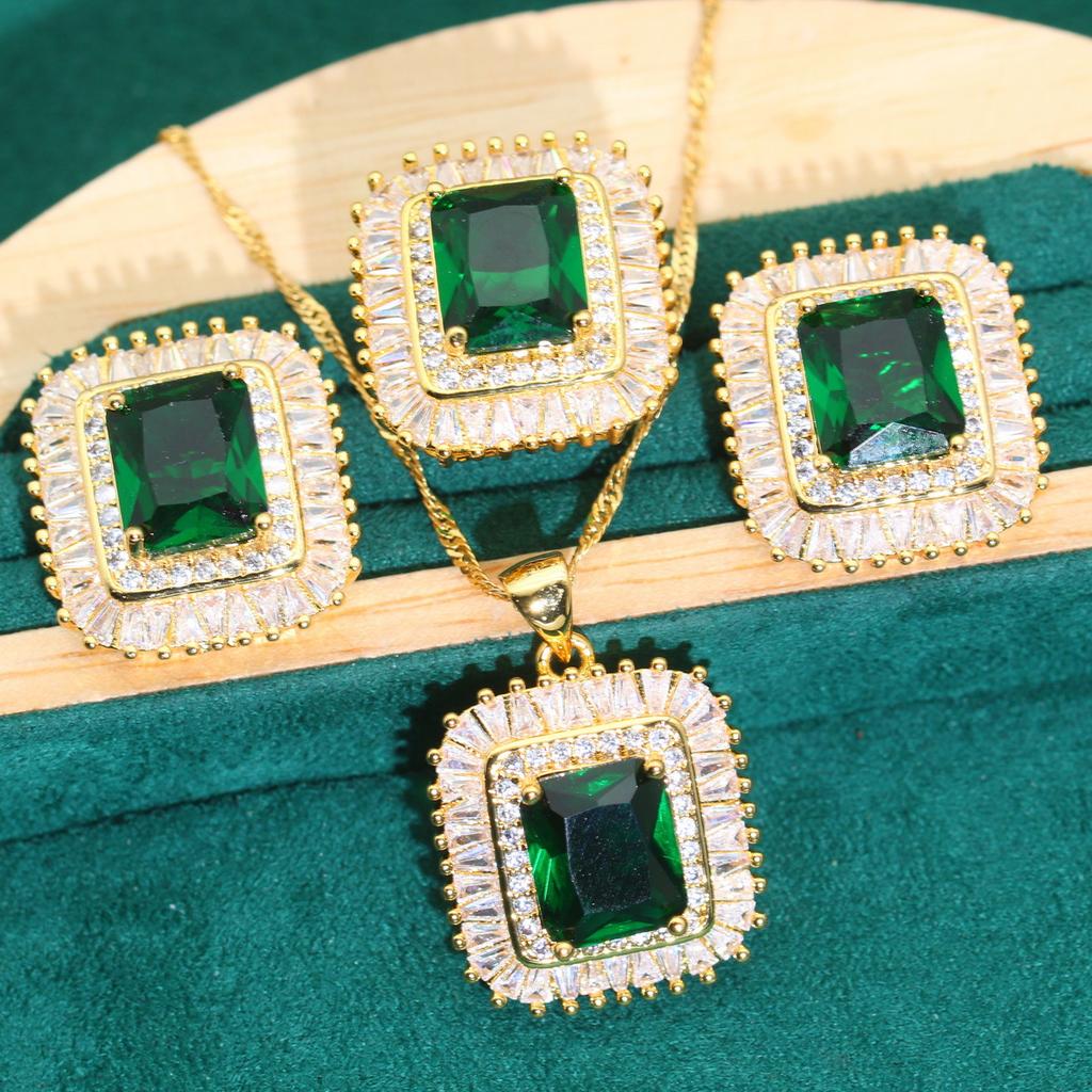 Europe and The United States Hot Jewelry Allergy AAA Zircon Necklace Earring Ring