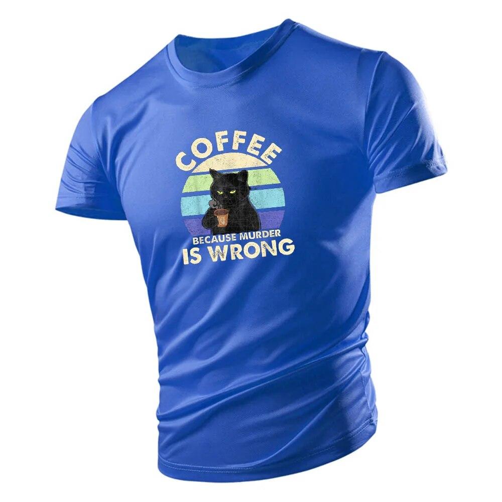 Summer Cartoon Cat Print Men'S Daily Crew Neck Short Sleeve 2023 New Casual T-Shirt Sports Style Comfortable Lightweight Style