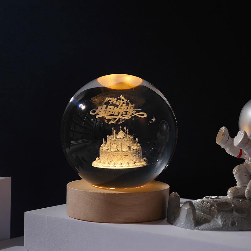 Galaxy Crystal Ball Starry Night Light: Elegant Tabletop Decoration and Perfect Gift for Birthdays or Valentine's Day.