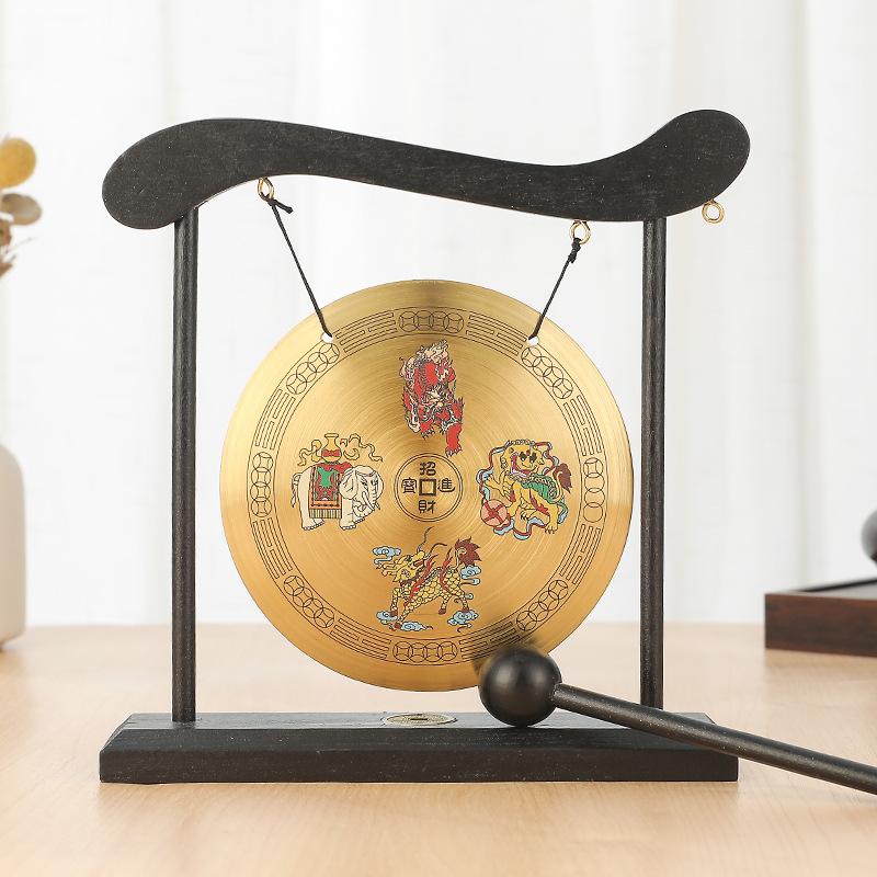 Bagua Hundred Longevity Alloy Gong Wind Chime Ornament Home Decor Crafts Desktop Ornament For Office Living Room