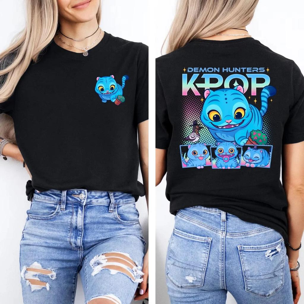 Summer Demon Hunters Derpy Tiger New Movie Harajuku Summer KPop Demon Hunters Tiger T-shirt Harajuku Women Casual Women