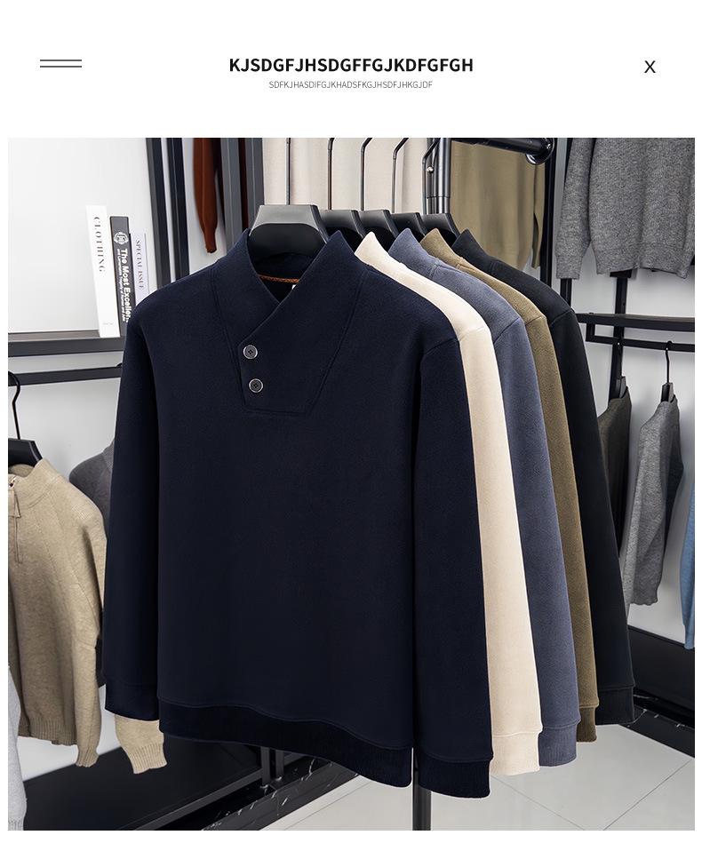 Oli Men's Velvet Scarf Collar Sweatshirt - Stylish, Warm, Thick Base Layer for Autumn/Winter