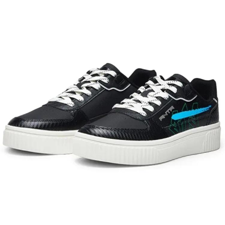 New Anta Life Collection Wear Resistant Slip Resistant Low Top Skateboard Shoes Men's Black Blue 112028064-2