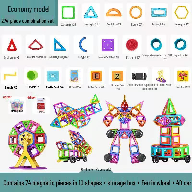 Large Magnetic Tiles Building Blocks Set for Kids - DIY Educational Toy