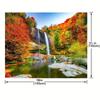 2D Autumn Waterfall Lake Tapestry Nature Landscape Backdrop Cloth
