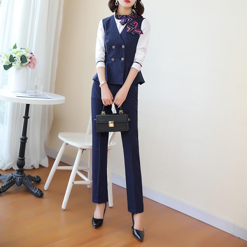Women's Professional Vest Suit Set for KTV Hotel Receptionist Interview