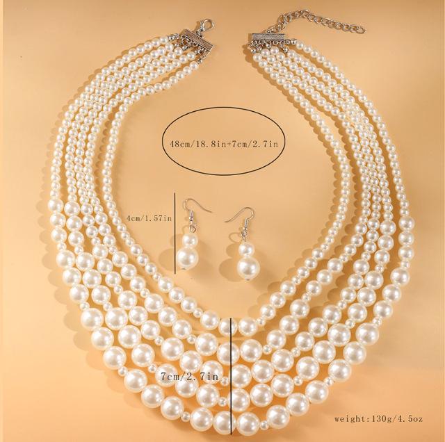 Simple Ethnic Style Five-Layer Mixed Pearl Women's Necklace