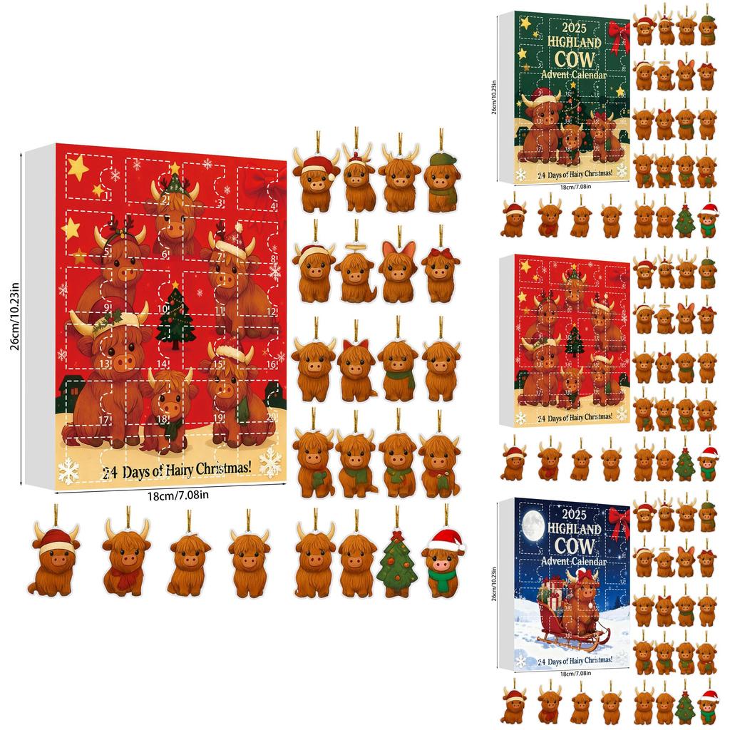 Christmas Blind Box Highland Cattle Series Acrylic Holiday Decorations For Festive Tree Ornaments And Gifts