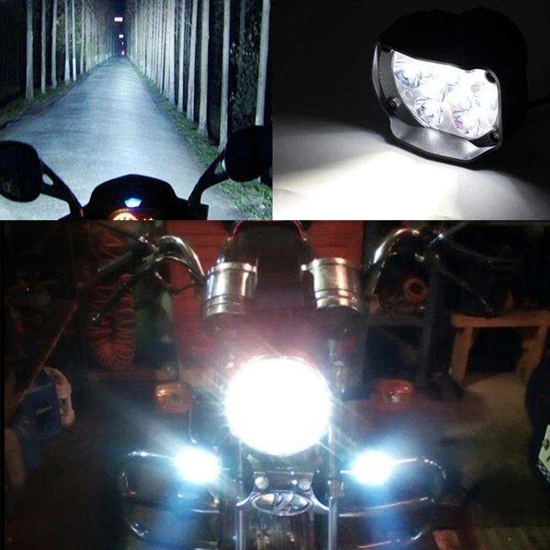 1PCS 6 LED Motorcycle Headlight Waterproof Scooters Spotlight Car Auxiliary Lamp Fog Bulb Work Lights white Universal 11v