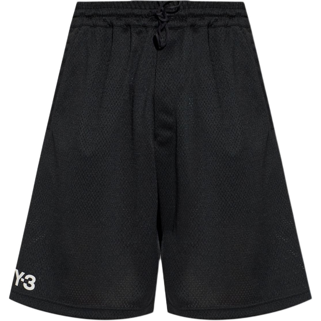 Y-3 Black Perforated Shorts With Printed Logo Men shorts KF1083 S