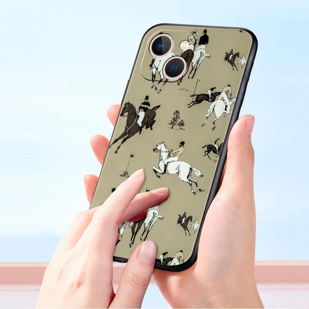 Animal Art Horse Phone Case For iPhone 17 16 15 Pro Max 11 12 13 14 7 8 Plus SE 2020 X XR XS Cover Soft Black