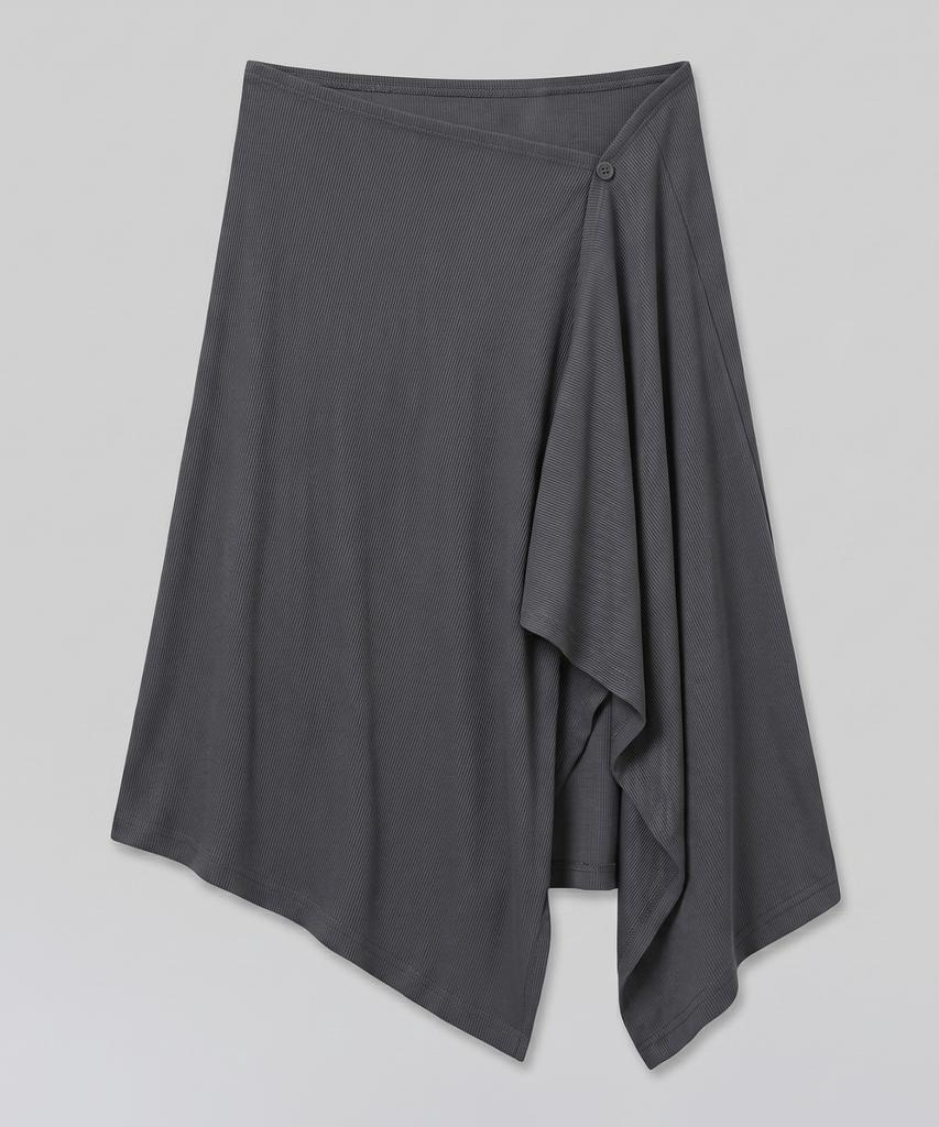 Chix Asymmetrical Button Layered Skirt Charcoal