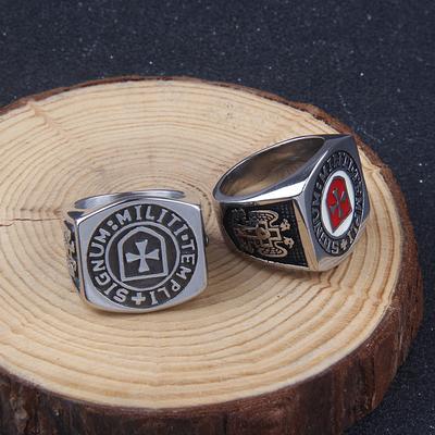 Anéis maçônicos vikings para homens - Anel maçônico dos cavaleiros templários - Anel maçônico colorido de aço inoxidável dos cavaleiros templários da cruz vermelha do rito York