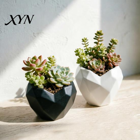 Charming Plant Container Geometric Heart Shape Flowerpot, Decorative Flower Pot for Indoor Elegant Home Decor Planter Outdoor, Creative Love