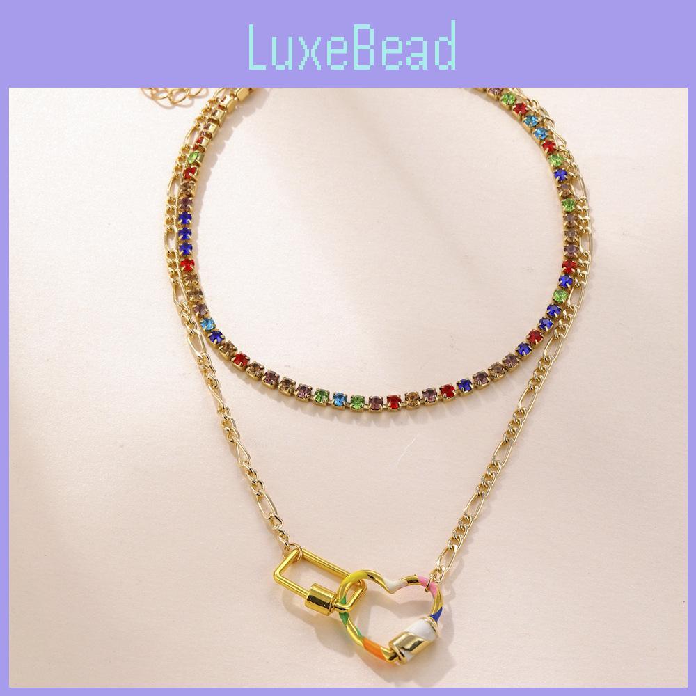 Trendy Multi-layered Colorful Geometric Pendant Necklace For Women In Alloy Material