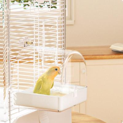 Parrot Bath Box Multi Use Bird Feeder Easy To Install Cage Bathing Enclosure for Indoor