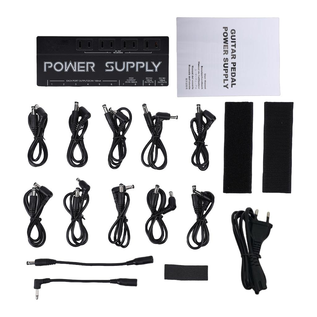 Guitar Effects Pedal Power Supply 10 Output Noise Reduction 9V 12V 18V Effect Pedal Power Supply Aluminum Alloy Case