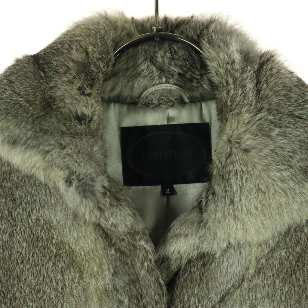 UNTITLED Long Sleeve Rabbit Fur Jacket 2 Brown Women Used