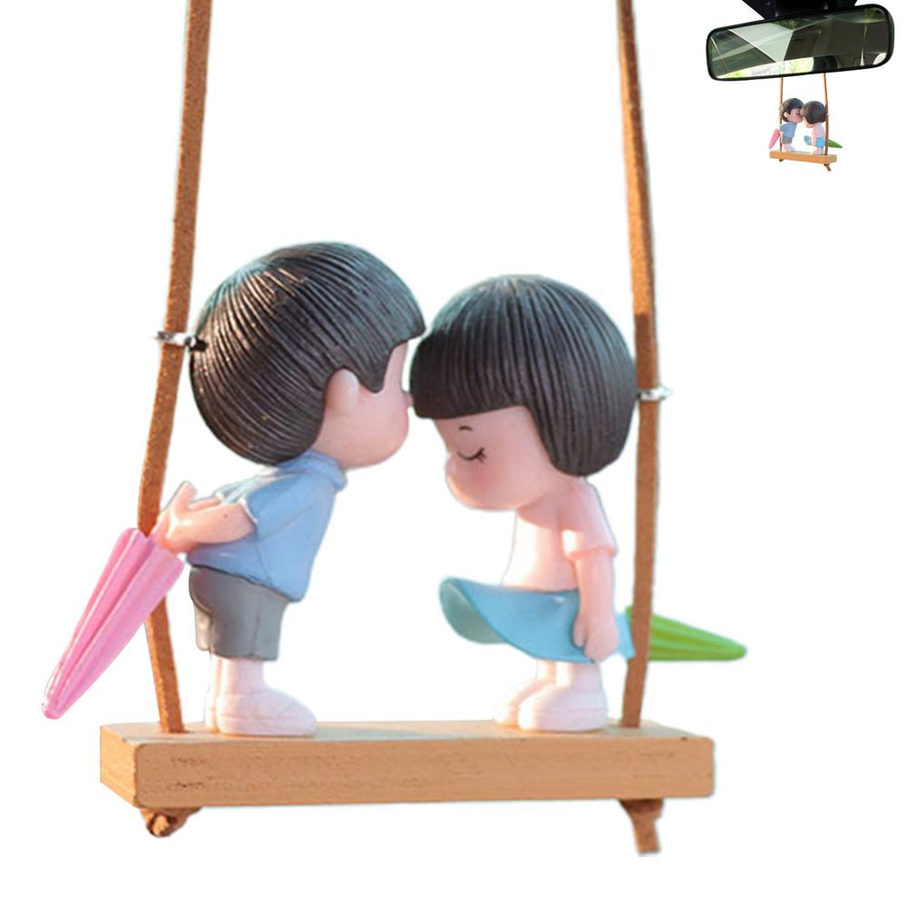 

Парный кулон для зеркала заднего вида, милая качающаяся пара, украшение для зеркала заднего вида автомобиля, декор заднего вида, милый качающийся шарм для влюбленных для мужчин