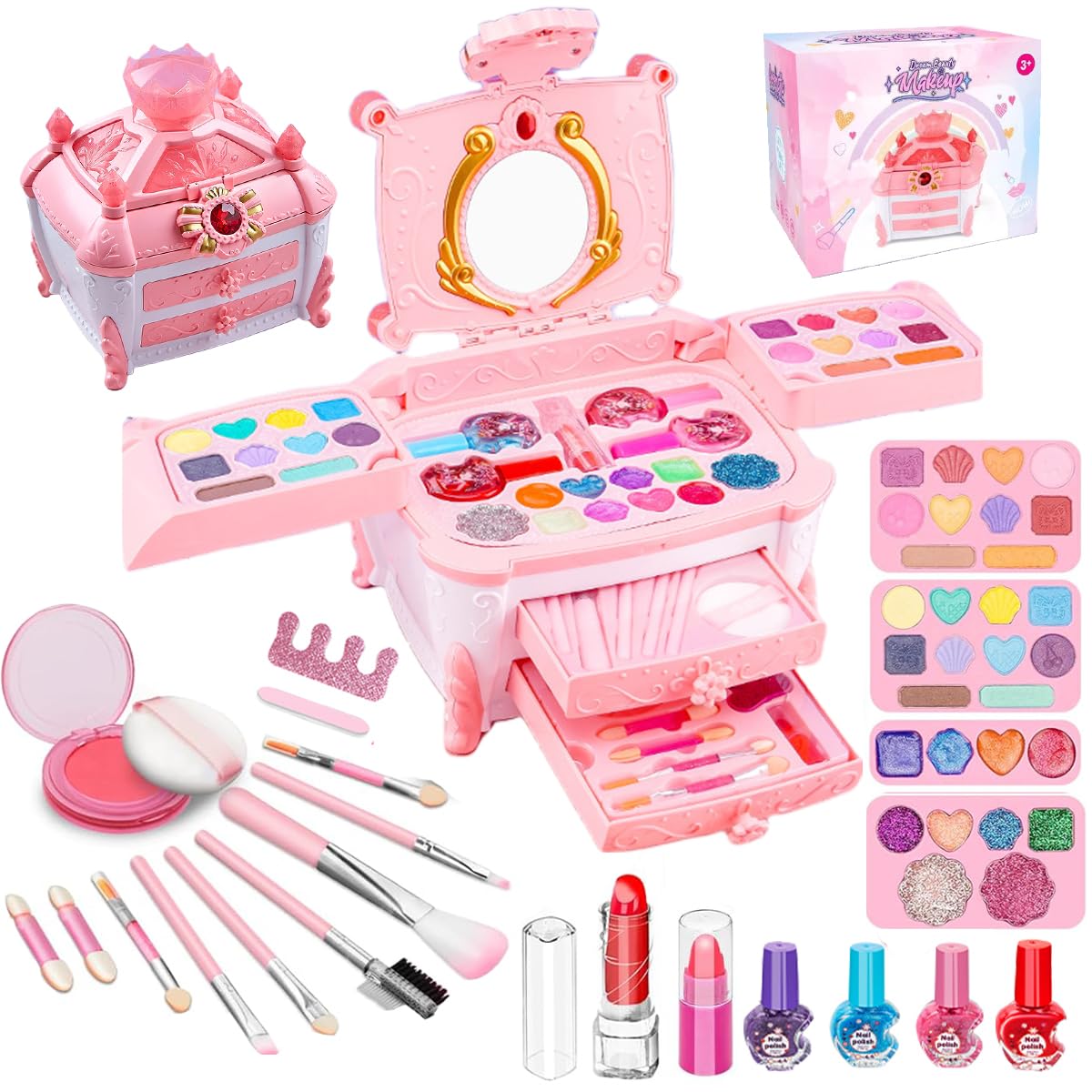 

CSDmeewin Косметика для девочек, игрушка, косметика для девочек, детский набор для макияжа, ролевые игры, возраст 6 лет и старше, популярный подарочный набор на день рождения, Рождество, набор, набор, набор, туалетный столик, в комплекте,