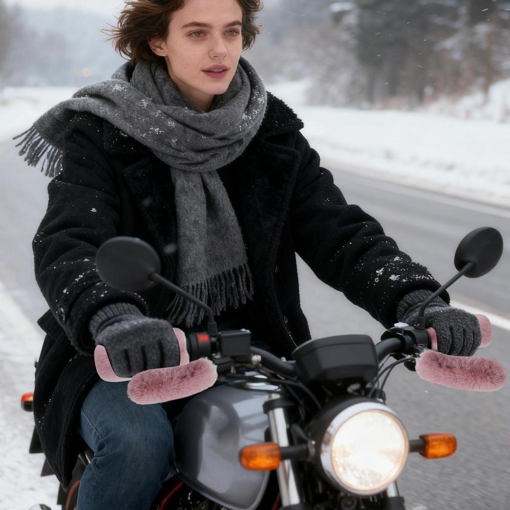 Motorcycle Handlebar Cover Plush Hand Guard Windproof Handlebar Grip Cover For Motorbike Riding Snowmobile Atv Winter Summer