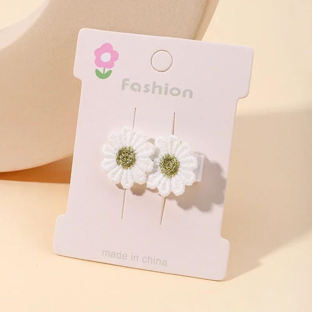 1/2/5 set Ins Daisy Flower Hair Clips Baby Girl Hairpins for Kids Lace White Barette Princess Hooks Infant Accessories Korean