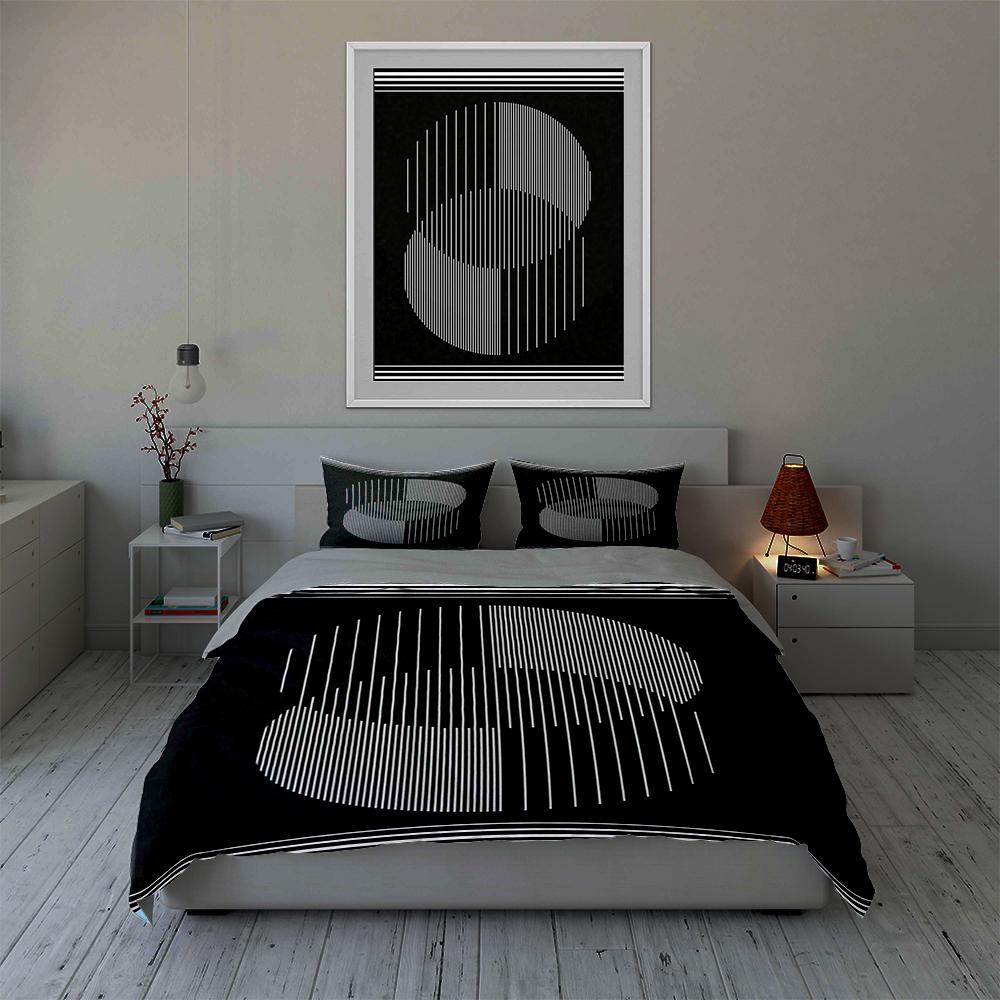 Striped abstract semicircles Bedding Duvet cover sets Duvet covers Pillowcases gifts (1 * Duvet Cover 2 * Pillowcases, without duvet insert)