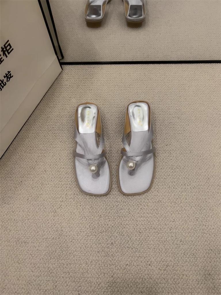 Franska gao högklackade kilklackar flip-flops skor dam sommarplagg med kjol strass muffinbotten coola tofflor dam