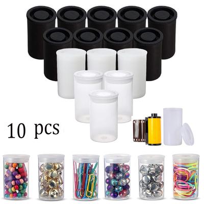 10pcs Plastic Empty Black/White Bottle 35mm Film Cans Canisters Containers