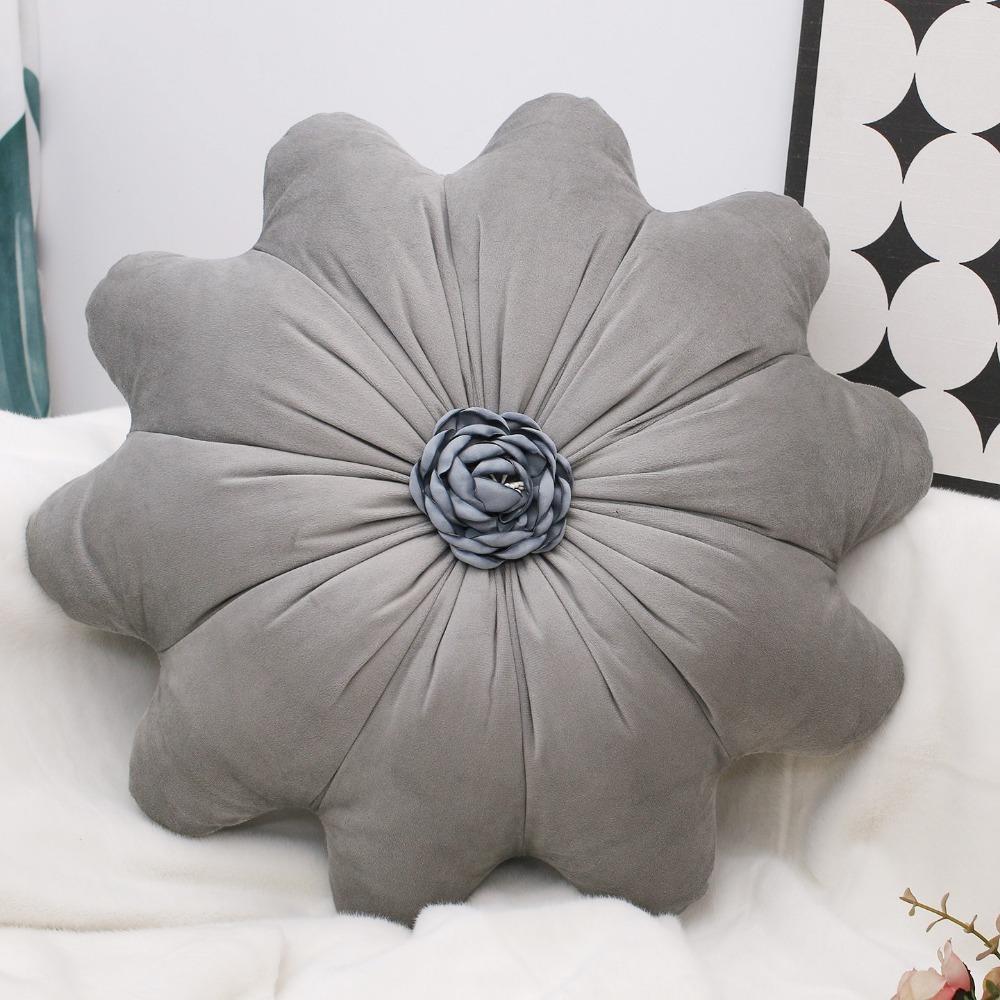 

Soft Sunflower Throw Pillow Dutch Velvet Bedroom Pillow Minimalist Round Pillow Couch Accessory серый
