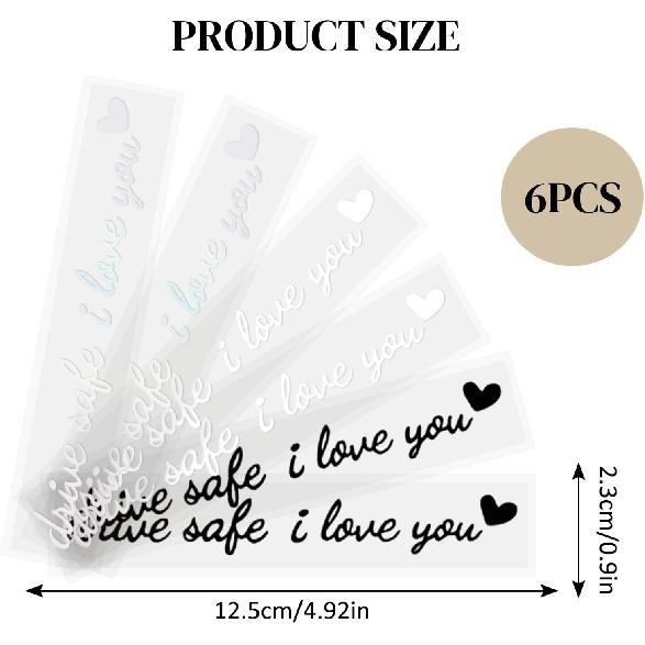 6 Pcs Car Mirror Decals Drive Safe I Love You, 4.7” Waterproof High-Adhesion Car Rearview Stickers in 3 Colors, Motivational Decor for Women, Daily