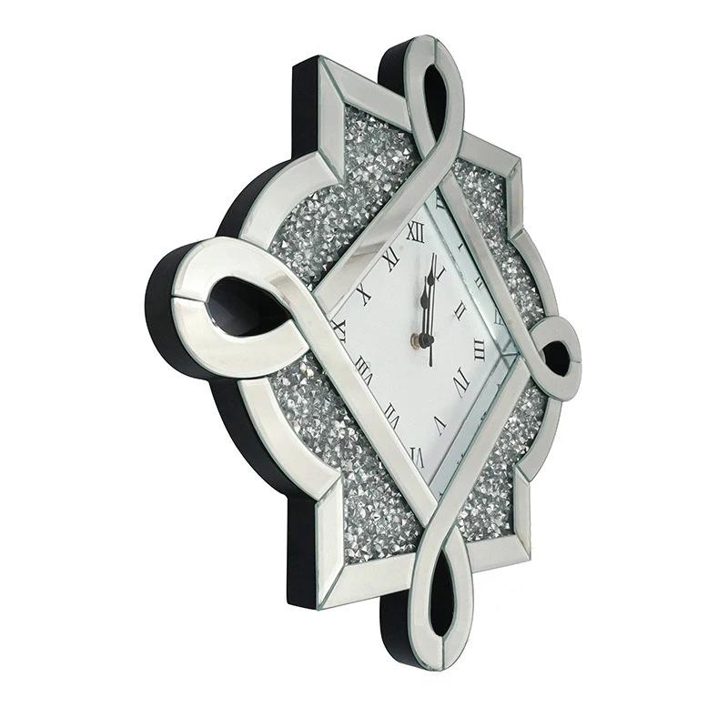 

Nordic Mirror Wall Clock Glass 3D Modern Silent Clocks Wall Home Decor Living Room Luxury 50cm Silver Wall Watch Diamond Gift 50X50CM серебряный