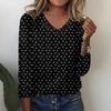 Plus size European and American Fashion 2025 Women's Elegant V-neck Long Sleeve T-shirt
