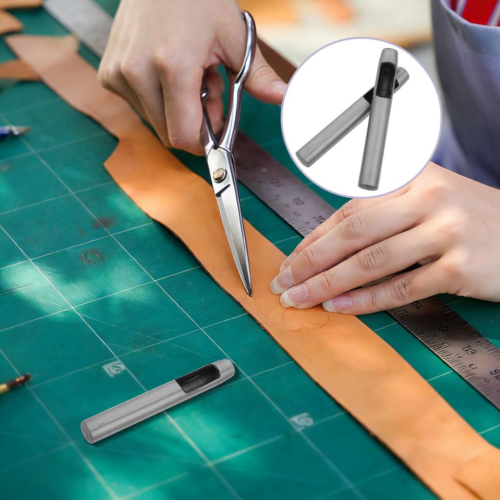 2Pcs Hole Punch Set 8Mm Round Hollow Punch Tool for Belt Watch Strap Bag Making Craft DIY Rubber Canvas