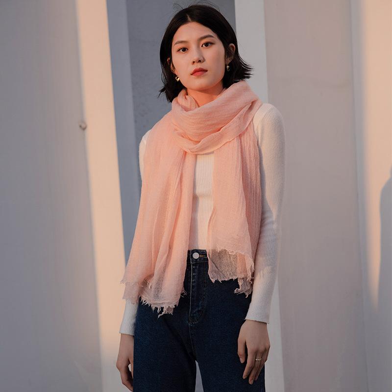 Thin Wool Scarf Women's 2025 Autumn and Winter New Solid Color Scarf Fashion Warm Decorative Shawl Scarf