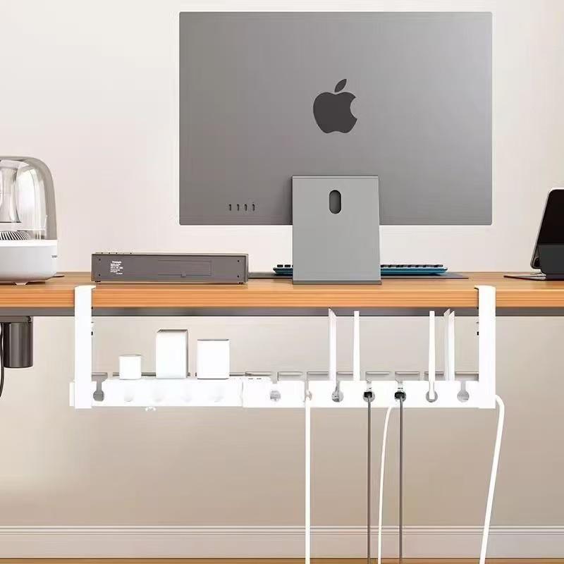 Under-Desk No-Drill Cable Organizer for Power Cords and Desktop Sockets