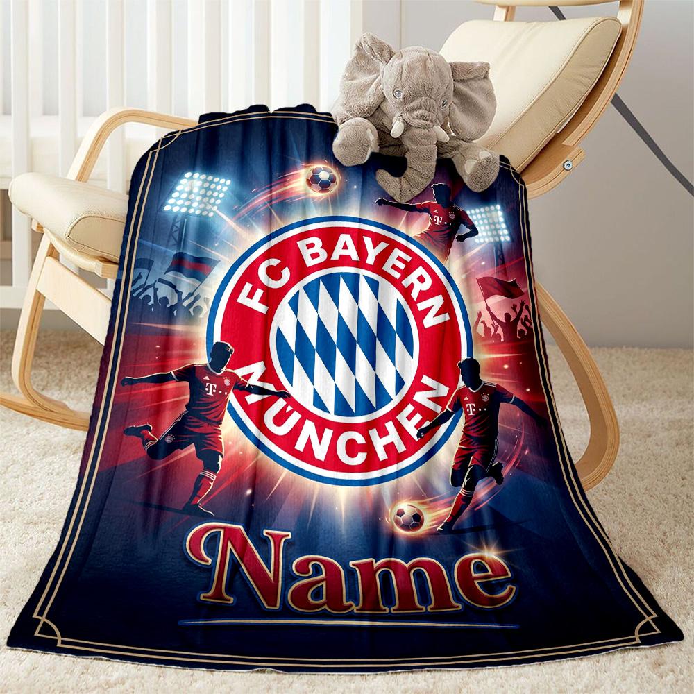 Bayern Munich Celebration Personalized Text Blanket Gift Customizable Blanket Warmthful Decor for Home Decor Office Nap Bedding for All Occasions