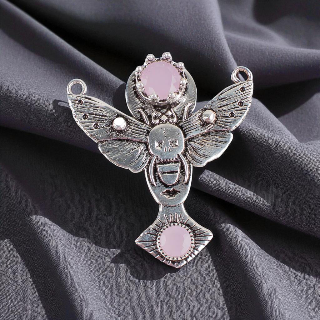 Rose Chalcedony Gemstone 925 Sterling Silver Jewelry Pendant 1.5" For Women Gift CP-10-13