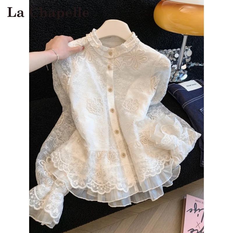 

La Chapelle Women s French Lace Flare Sleeve Blouse M