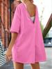Women's Athletic Romper Short Sleeve Oversized Summer Jumpsuit with Pockets