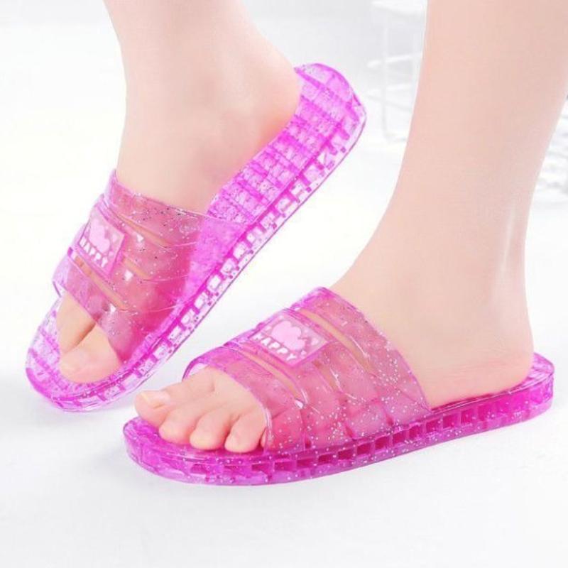 Bedroom Slides Indoor Crystal Shoes for Women Flat Sandals Chic and Elegant New Style High Quality Small Size Pvc Woman Slippers