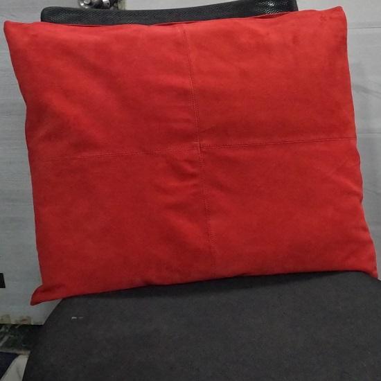 NOORA Genuine Lambskin Red Suede Leather Cushion Cover, Dining Cushion, Leather Car Seat Cover, Leather Throw Case, Gift Pillow Case