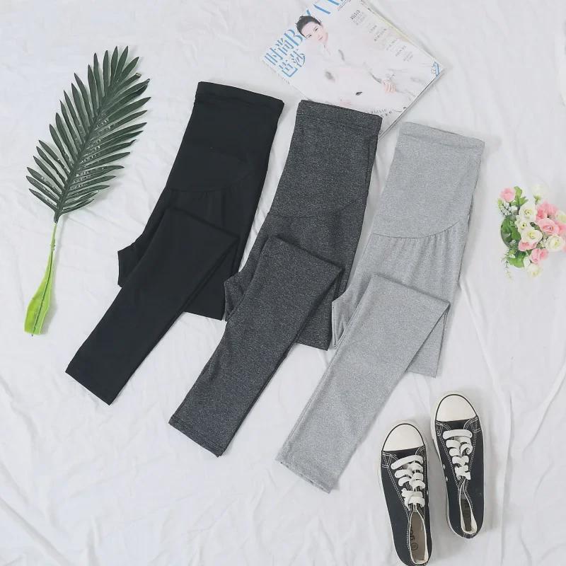 Adjustable Solid Color Maternity Leggings for Spring and Autumn