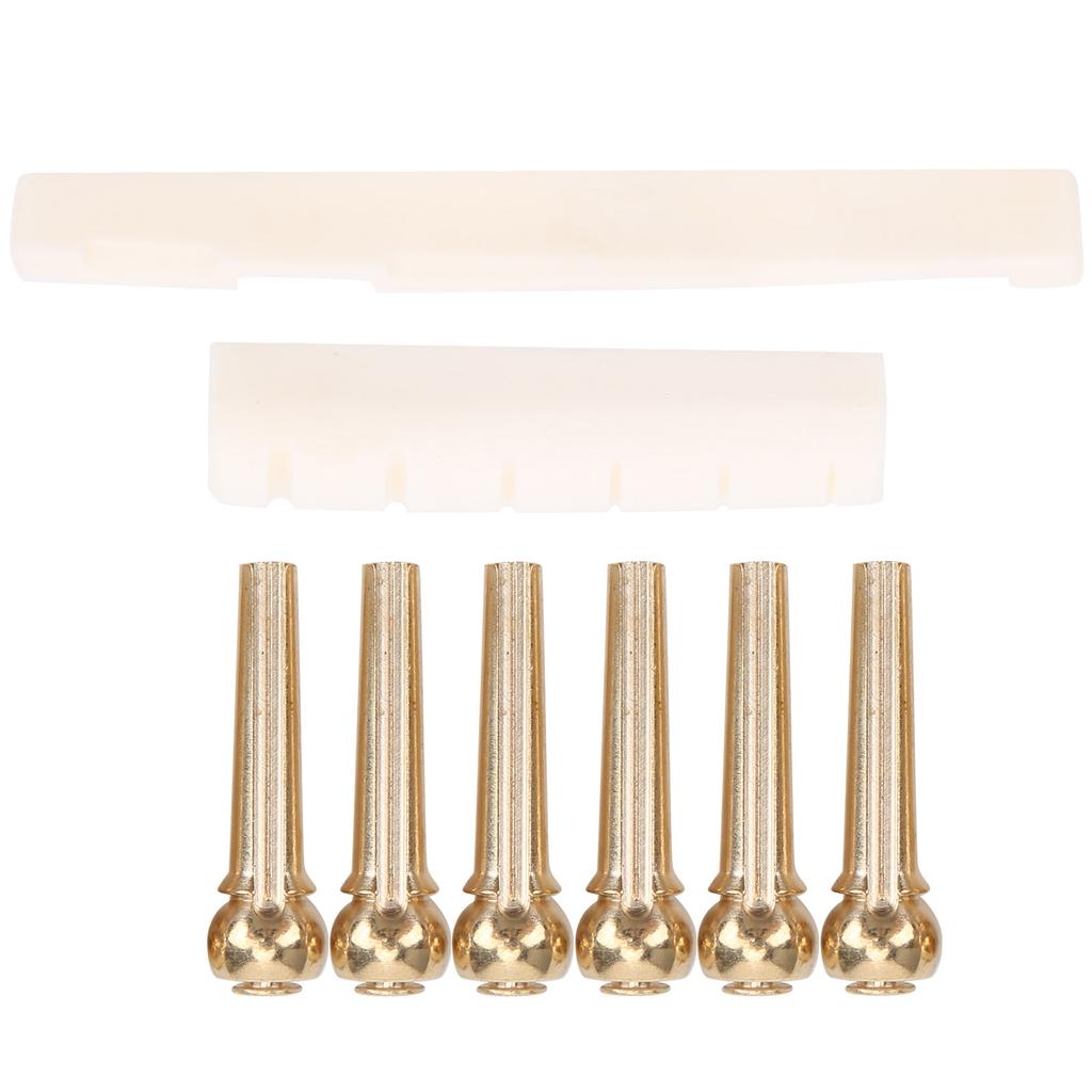 String Stud Kit Ox Bone Guitar Nut and Saddle Strings Tension Adjustment Tool Accessories(Copper String Stud Ox Bone