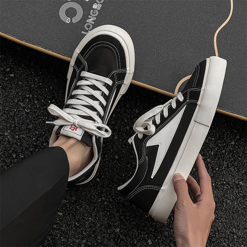 Fashion 2025 Men's Canvas Flat Shoes Casual Vulcanizing Breathable Thick-soled Youth Cricket Student Trend Board Comfort Skateboard Shoe