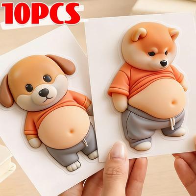 10/1Pcs Stress Relief Stickers Creative Cartoon Dog Belly Pinching Stickers for Phone Notebook Gifts Decor Festival Supplies