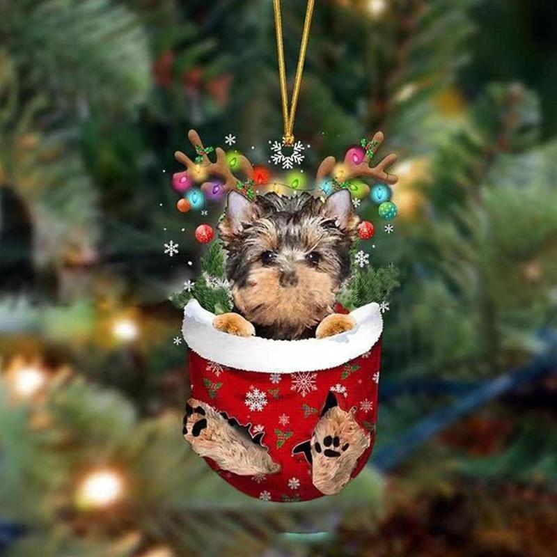 Festival Dog Hanging Charm Acrylic Dog Pendant Christmas Decoration Hanging Dog Ornament for Tree Adornment
